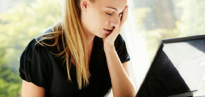 stressed woman in office